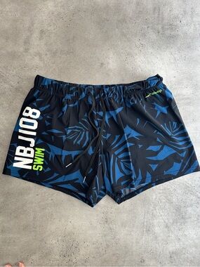 Decathlon Women's Navy Blue Athletic Swim Shorts with Graphic Print
